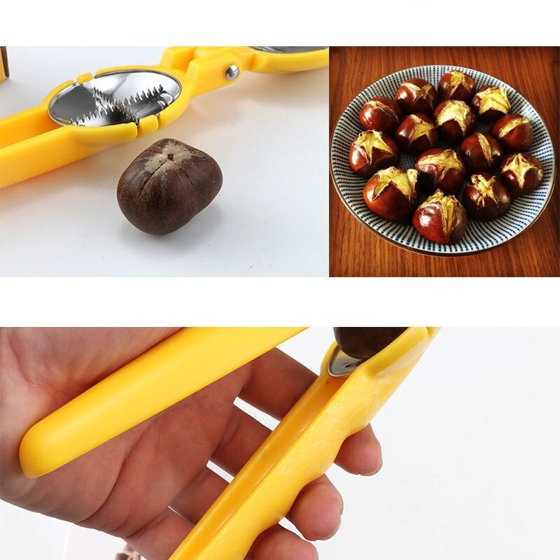 Mielas nerūdijantis plienas 2 viename greitas kaštonų gnybtas Graikinių riešutų replės Metalinis riešutų laužytojas, riešutų atidarytuvas Virtuvės įrankiai Pjovimo įtaisai B