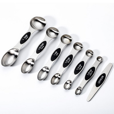 7-dijelna dvostruka magnetska mjerna žlica od nehrđajućeg čelika Mjerna žlica Set mjernih posuda Žlica za pečenje