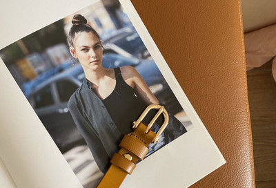 Tanki ženski remen braon boje od eko kože