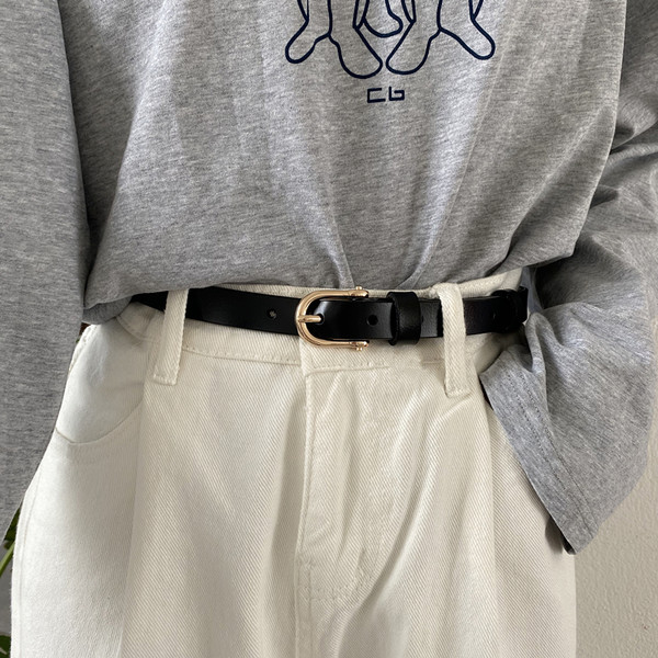 Tanki ženski remen braon boje od eko kože