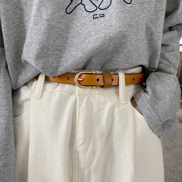 Tanki ženski remen braon boje od eko kože