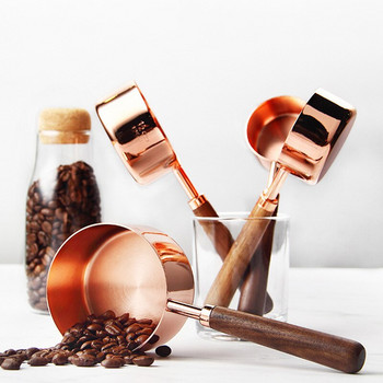 Комплект мерителни чаши и лъжици RoseGold от 8 бр. Чаена лъжичка Дървена дръжка Мерителна лъжица с медно покритие Инструменти за печене Измерване на захар