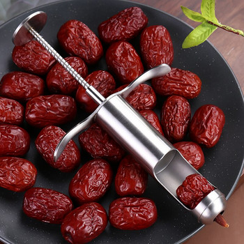 Неръждаема стомана Spring Jujube Pitter Cherry Olive Push Style Manual Seed Core Remover Seed Remover Кухненски инструмент Cherry Olive