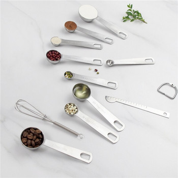 6 комплекта мерителни лъжици от неръждаема стомана за измерване на сухи и течни съставки Инструмент за пекарни Кухненски консумативи на едро