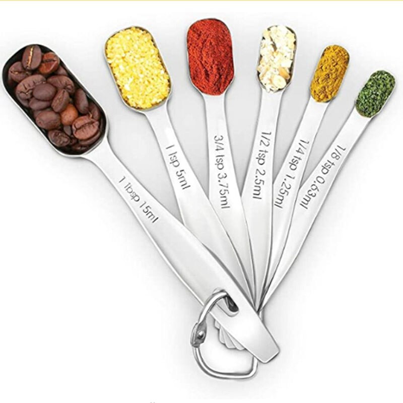 Alat za pečenje Kombinacija vage Mjerna žlica Set začina Kvadratni od nehrđajućeg čelika Šesterodijelni s vagom Set kuhinjskog pribora