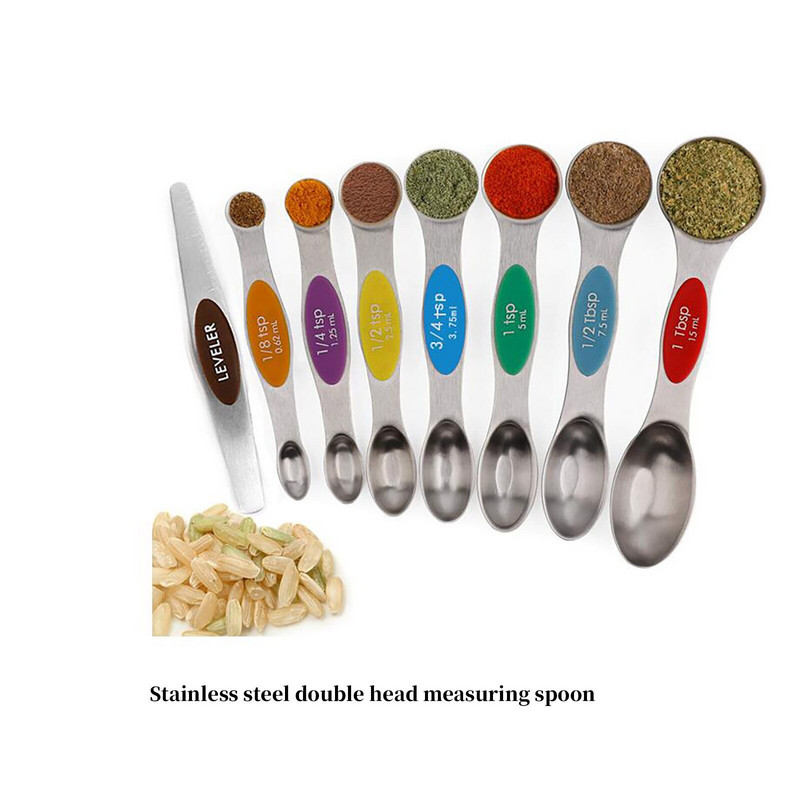 Alat za pečenje Dvostruka mjerna žlica od nehrđajućeg čelika 8-dijelna žlica za začinjavanje