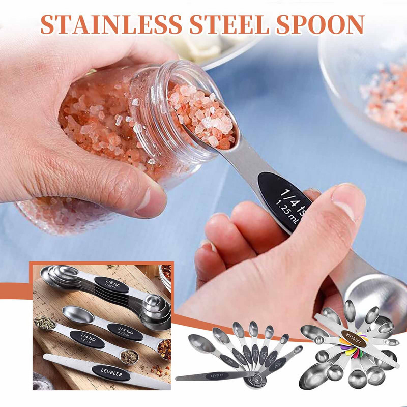 Alat za pečenje Dvostruka mjerna žlica od nehrđajućeg čelika 8-dijelna žlica za začinjavanje