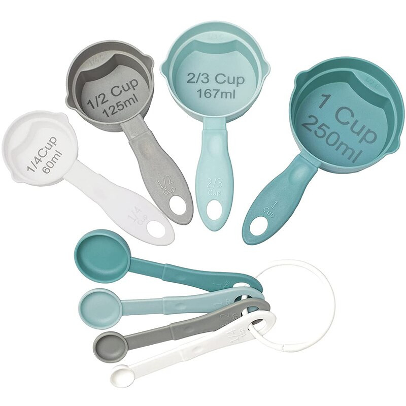 Set mjernih šalica i žlica od 8 komada, žlica za kavu i šećer, kolač, plastična mjerna posuda, žlica za pečenje, kuhanje, kuhinjski alat