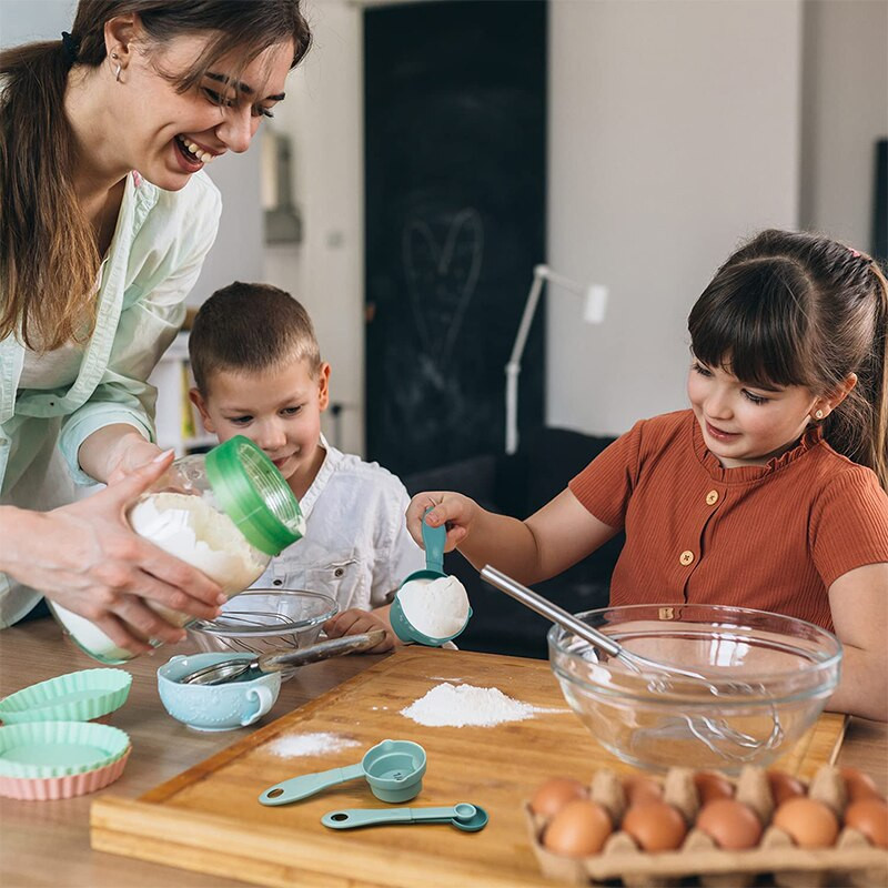 Set mjernih šalica i žlica od 8 komada, žlica za kavu i šećer, kolač, plastična mjerna posuda, žlica za pečenje, kuhanje, kuhinjski alat