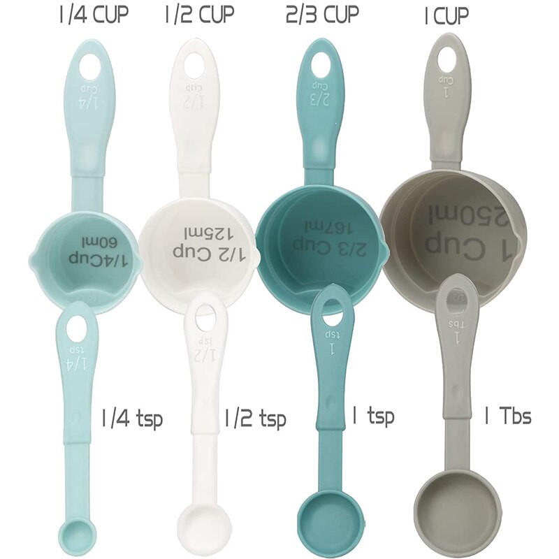 Set mjernih šalica i žlica od 8 komada, žlica za kavu i šećer, kolač, plastična mjerna posuda, žlica za pečenje, kuhanje, kuhinjski alat