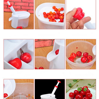 Ποιοτικό μηχάνημα αφαίρεσης σπόρων Cherry Pitter Fruit Nuclear Corer With Container Kitchen Accessories Gadgets Tool for Kitchen