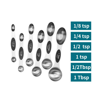8-dijelni set magnetskih dvoglavih žlica od nehrđajućeg čelika za mjerenje krute tekućine u prahu Kuhinjski alati