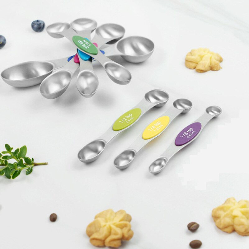 8-dijelni set magnetskih dvoglavih žlica od nehrđajućeg čelika za mjerenje krute tekućine u prahu Kuhinjski alati