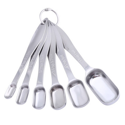 1 set četvrtastih mjernih žlica od nehrđajućeg čelika Izdržljive žlice za kalibriranje začina s vagom Kuhinjsko posuđe Set gadgeta