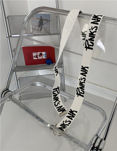 Moteriškas tekstilinis diržas su užrašais