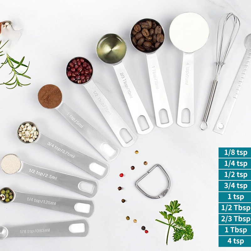 6/9/11kom set mjernih žlica od nehrđajućeg čelika TSP žlica za kućanstvo mlijeko u prahu kava tekućina kuhinjsko posuđe alat za pečenje