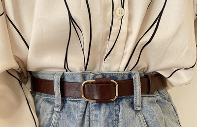 Ženski kožni remen u crno-braon boji