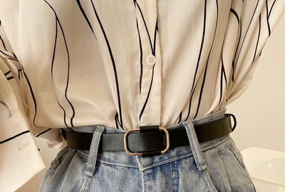 Ženski kožni remen u crno-braon boji