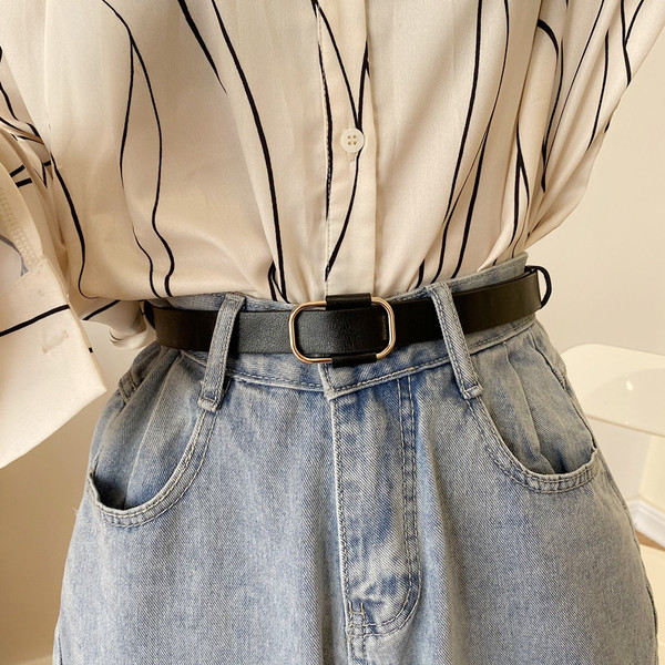 Ženski kožni remen u crno-braon boji