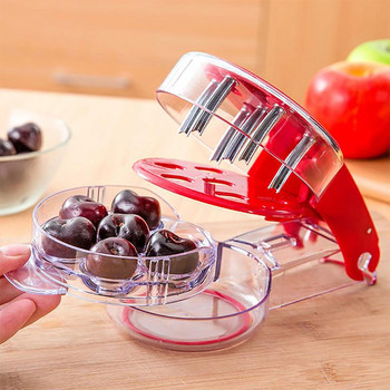 New 6 Holes Cherry Fruit Pitter Kitchen Remover Olive Corer Remove Pit Tool Seed Gadge Εργαλεία καρπού και λαχανικών Cherry Pitter
