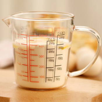 Нова безоловна стъклена мерителна чаша от 500 мл с везна Чаша за микровълнова чаша за мляко с дръжка Кани за мляко Мерителна чаша за кухненски инструменти