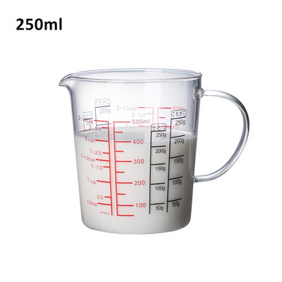 Nova staklena mjerna posuda od 500 ml bez olova s vagom Šalica za mlijeko u mikrovalnoj pećnici Šalica s ručkom Vrčevi za mlijeko Mjerna posuda za kuhinjske alate