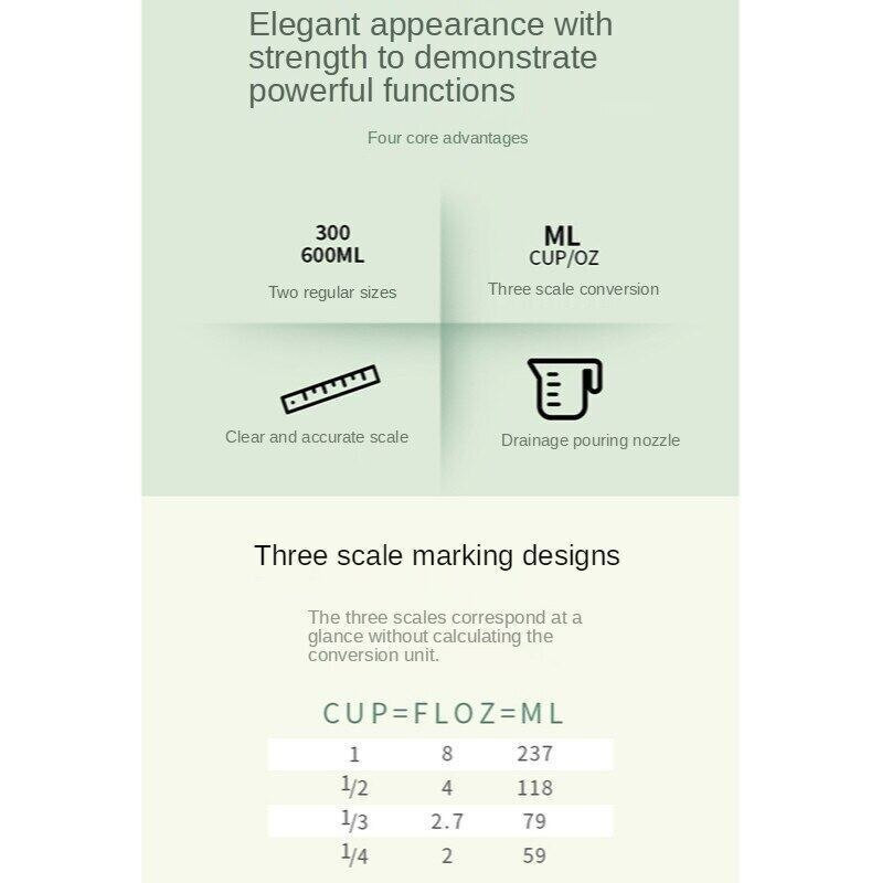 Mjerna posuda Prozirna plastična prozirna mjerna posuda s vagom Otporan na toplinu Alati za pečenje Kuhinjski alati