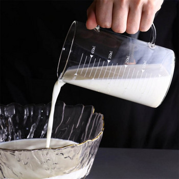 Ποτήρι μέτρησης με υψηλό βοριοπυριτικό γυαλί Ανθεκτικό στη θερμότητα Γυάλινη κανάτα μέτρησης με ζυγαριά Creative Milk Ποτό κύπελλο καφέ για πρωινό