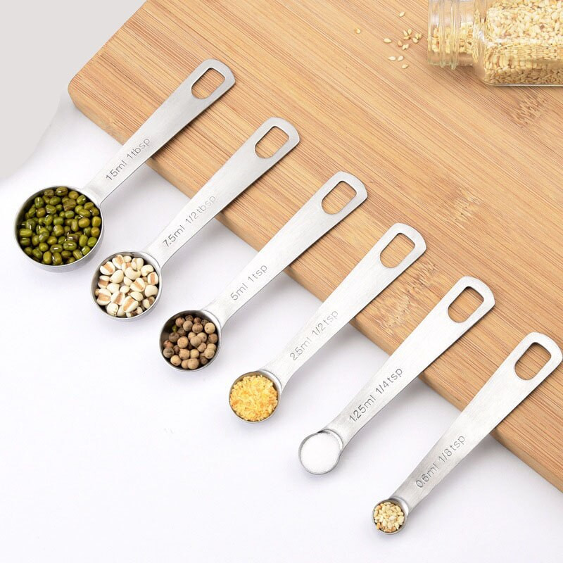 6kom/set Mjerne žličice od nehrđajućeg čelika Višenamjenske šalice za začine za kavu i čaj Mjerne šalice s vagom Kuhinjski alati