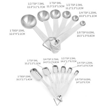 Мерителна лъжица от неръждаема стомана Домашен чай Кафе на зърна Захар на прах Лъжица Кухненска мярка за подправки Инструменти Кухненски аксесоари