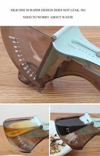 Комплект от 2 части Кухненски инструменти Пластмасова везна за измерване Регулируеми мерителни лъжици с магнитни закопчалки Многофункционални мерителни чаши