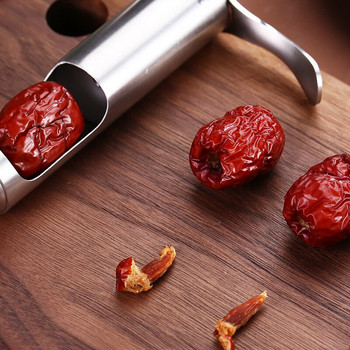 Πυρήνας από ανοξείδωτο ατσάλι Ασημένια σύριγγα σε σχήμα κεράσι ελιάς Κόκκινη τζιτζιφιά Φρούτα αφαίρεση σπόρων κουζίνας Εργαλείο λαχανικών Κεράσι