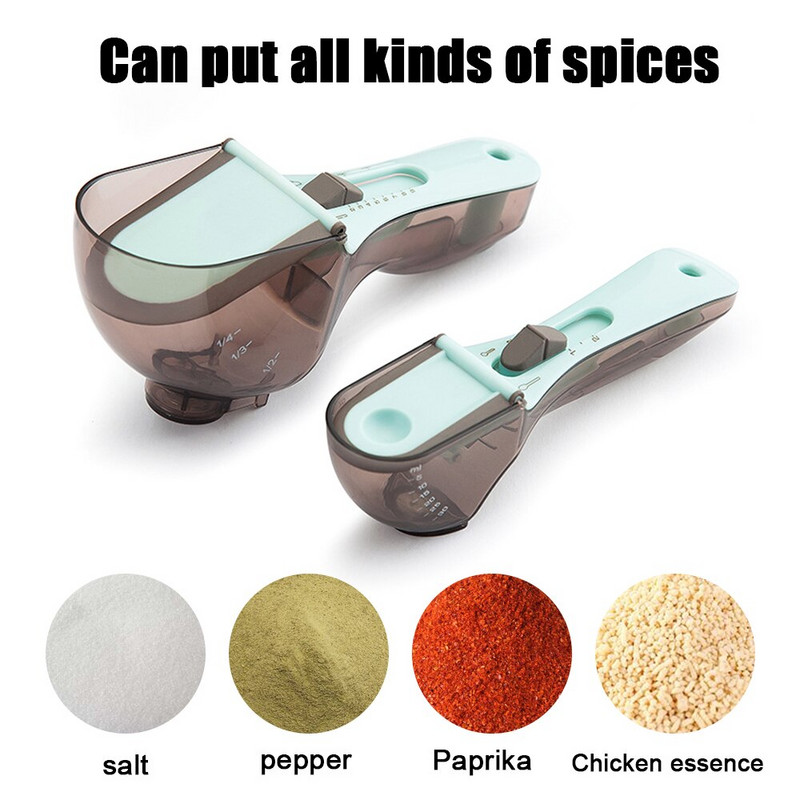 2 KOM. Podesiva mjerna žlica Vaga Plastična posuda za mjerenje tekućine u čvrstom prahu bez BPA Kuhinjski pribor Kuhanje Alati za pečenje