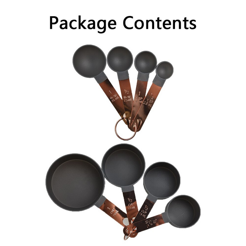 8Pcs/Set Mjerne čaše od nehrđajućeg čelika Žlice Kuhinjski pribor za pečenje Set alata za kuhanje Mjerne žlice više veličina Kuhinjski alati