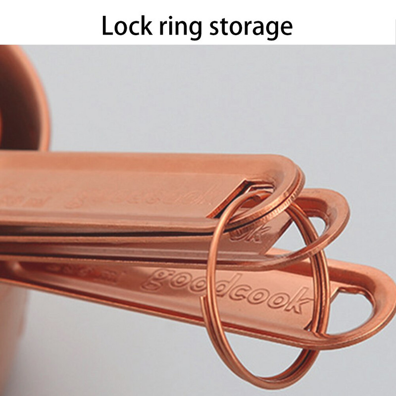 Set od 8 komada, mjerna posuda od nehrđajućeg čelika od ružičastog zlata i žlice s ugraviranim mjerama Izljevci za izlijevanje Zrcalno polirana kuhinjska naprava