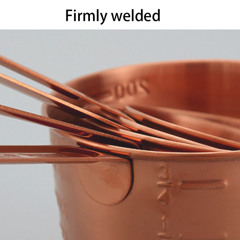 Set od 8 komada, mjerna posuda od nehrđajućeg čelika od ružičastog zlata i žlice s ugraviranim mjerama Izljevci za izlijevanje Zrcalno polirana kuhinjska naprava