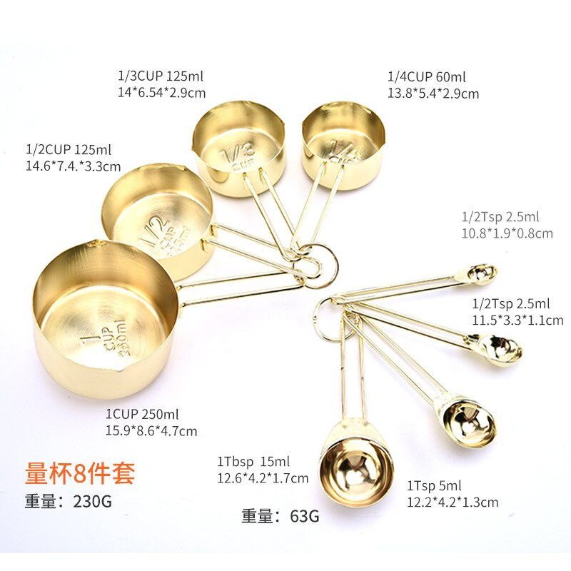 Set mjernih žlica i šalica od nehrđajućeg čelika Čaj za pečenje Žlica za kavu Brašno Alat za mjerenje tekućine Kuhinjski pribor