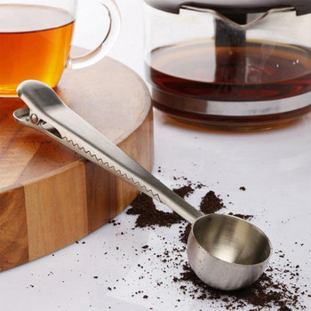 Ανθεκτικό ανοξείδωτο ατσάλι Κουζίνας μεζούρα για καφέ Κουτάλι στεγανοποίησης κλιπ Κουτάλι μεζούρα Κουτάλι μεζούρα για ψήσιμο τσαγιού Εργαλείο καφέ