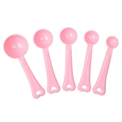 Set mjernih žlica od 5 komada, plastična mjerna žlica za gnijezdo Izvrsna za kuhanje i pečenje, ružičasta