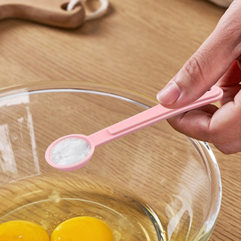 Set mjernih žlica od 5 komada, plastična mjerna žlica za gnijezdo Izvrsna za kuhanje i pečenje, ružičasta