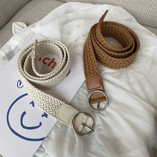 Ženski retro kožni remen sa okruglom kopčom