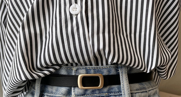 Ženski remen od umjetne kože - crne i smeđe boje