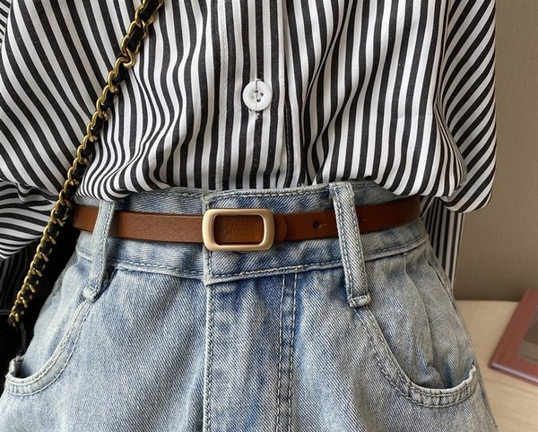 Ženski remen od umjetne kože - crne i smeđe boje