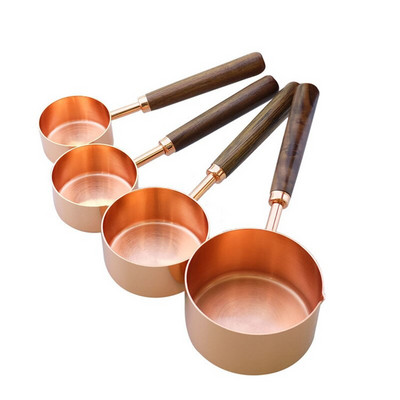 4/8 komada mjerna šalica od nehrđajućeg čelika žlica drvena drška lopata za kavu barmen kuhinjske ljestve gadget set