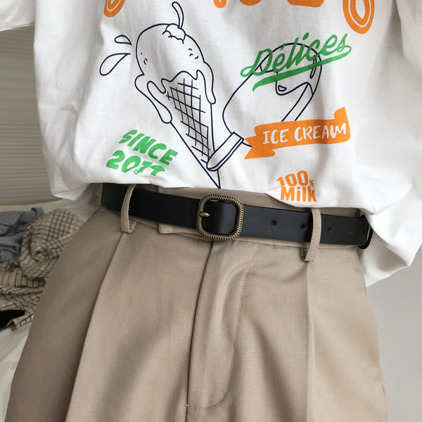 Curea de dama din piele ecologica cu catarama metalica patrata