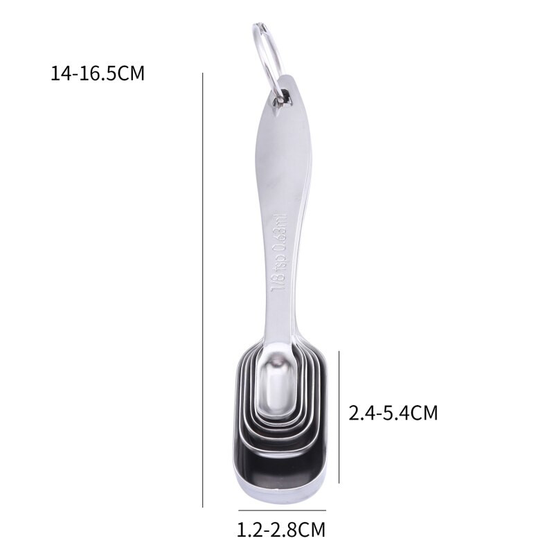 6Pc/Set Mala mjerna žličica od nehrđajućeg čelika Mjerne žličice za kavu Začin za čaj Mjerna žličica više veličina Kuhinjski alati