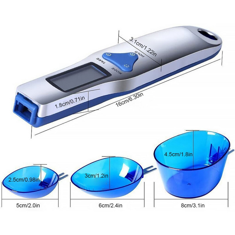 Žlica za mjerenje kapaciteta 300/500 g Kuhinjska vaga Digitalna lopatica Visokoprecizna vaga za težinu hrane Težina Brašno Maslac Žličica za čaj