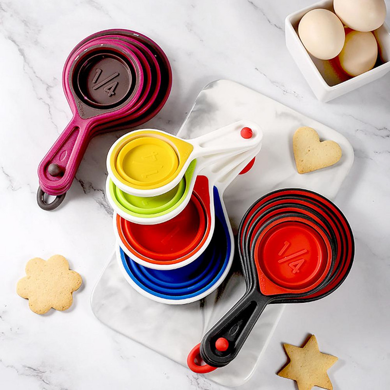 Prijenosni set mjernih žlica od 4 komada, praktičan i dobar prihvat Lagana sklopiva mjerna žlica Lako skladištenje Pribor za pečenje