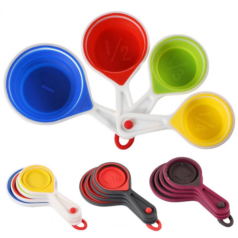 Prijenosni set mjernih žlica od 4 komada, praktičan i dobar prihvat Lagana sklopiva mjerna žlica Lako skladištenje Pribor za pečenje