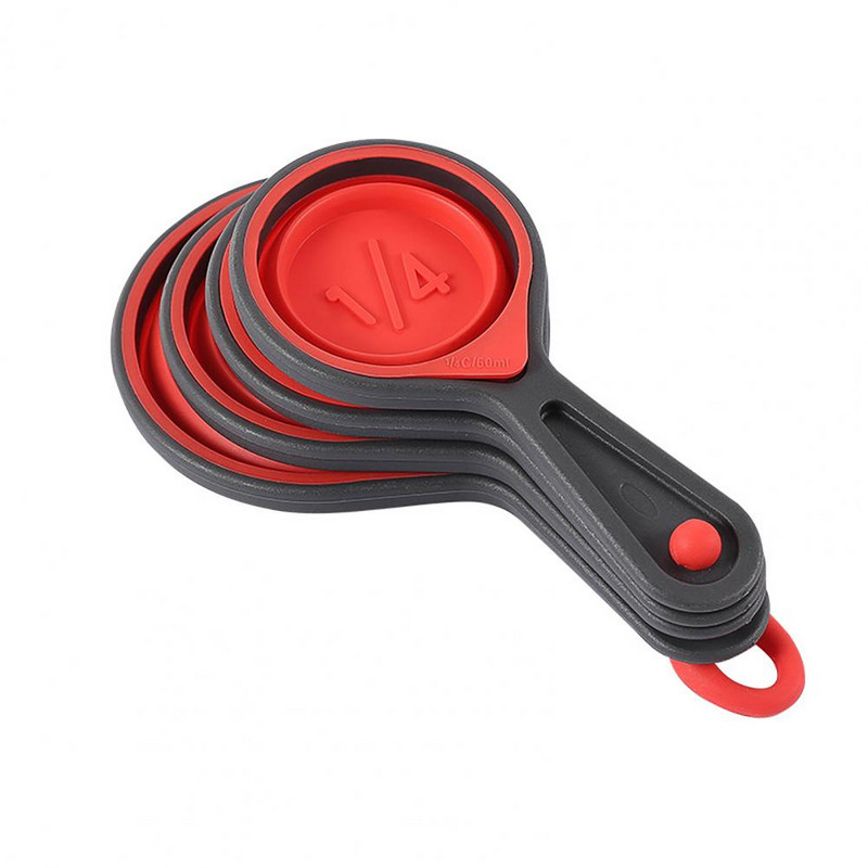 Lagani set mjernih žlica bez BPA od 4 komada, sklopiva mjerna posuda za višekratnu upotrebu, sklopiva za pekarnicu